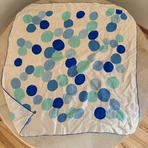 Vintage silk Blue and Green Polka Dot Scarf